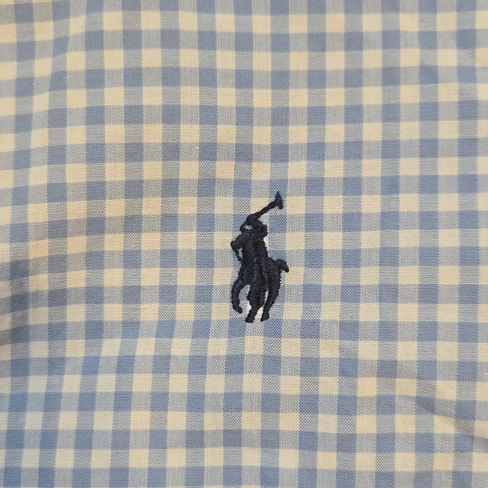 Ralph Lauren Blue/White Checkered Print Button-Down Shirt